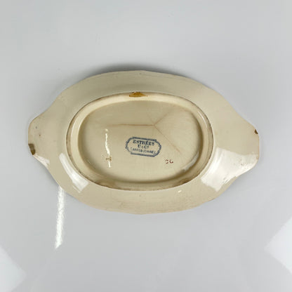 Dish, "Estrées" pattern, by U&C Sarreguemines, blue, 1900