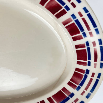 Badonviller Oval Dish, "Ecossais" model, Art Deco, 1930