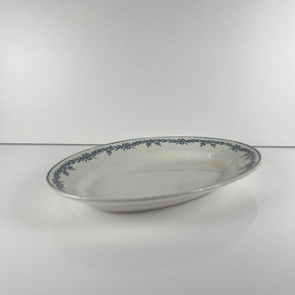 Large ironstone oval dish, "Lauriers" pattern by Moulins des loups - Hamage, 1900