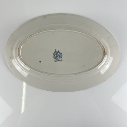 Large ironstone oval dish, "Lauriers" pattern by Moulins des loups - Hamage, 1900