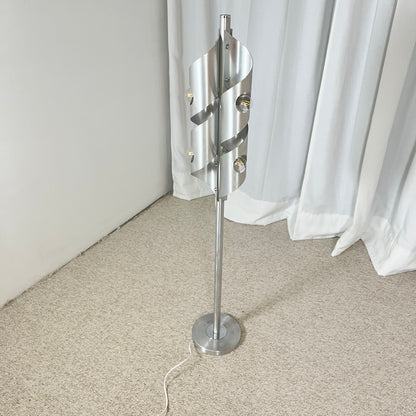 Lampadaire aluminium brossé, style Space Age, années 1970