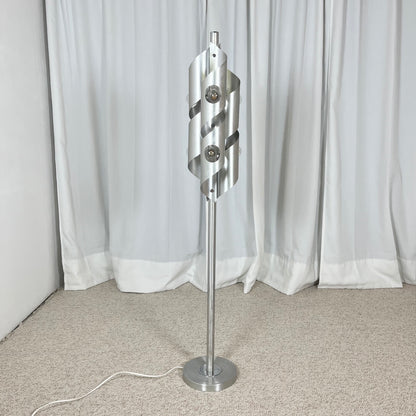 Lampadaire aluminium brossé, style Space Age, années 1970