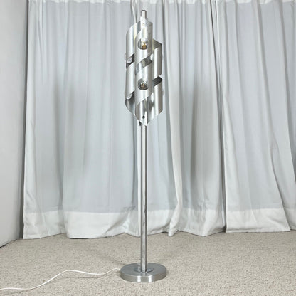 Lampadaire aluminium brossé, style Space Age, années 1970