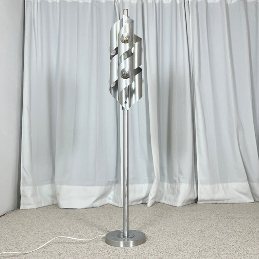 Lampadaire aluminium brossé, style Space Age, années 1970