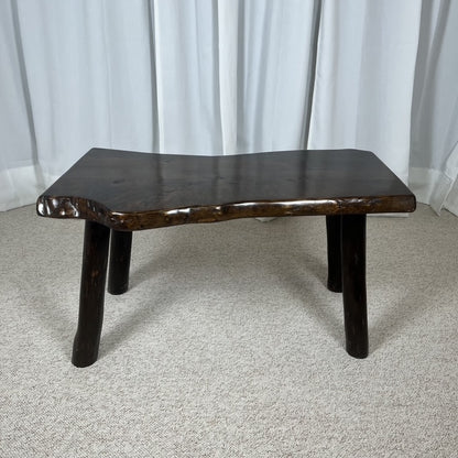 Rustic solid wood coffee table, Wabi-Sabi style, 1970s