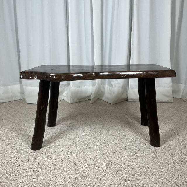 Rustic solid wood coffee table, Wabi-Sabi style, 1970s