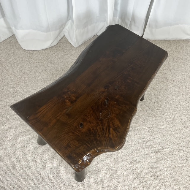 Rustic solid wood coffee table, Wabi-Sabi style, 1970s