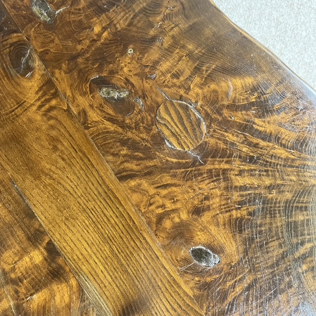 Rustic solid wood coffee table, Wabi-Sabi style, 1970s