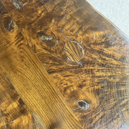 Rustic solid wood coffee table, Wabi-Sabi style, 1970s