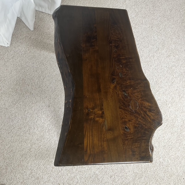 Rustic solid wood coffee table, Wabi-Sabi style, 1970s