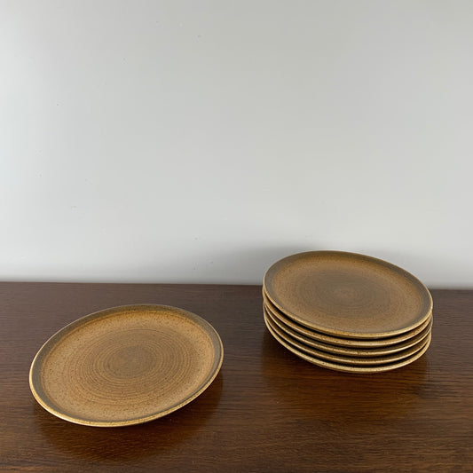 Set of 10 dessert plates, Longchamp glazed stoneware, 1970