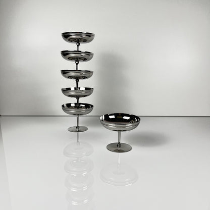 Set of 6 stainless steel ice cream cups, 1970