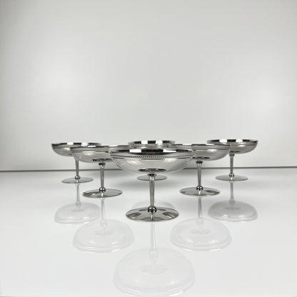 Set of 6 stainless steel ice cream cups, 1970