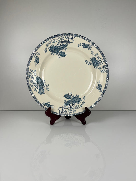 Grand plat rond "Royat" bleu, U&C Sarreguemines , 1879 - 1918.