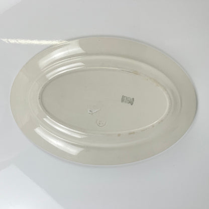 Longwy oval dish, pink and green garland pattern, early 20th century.