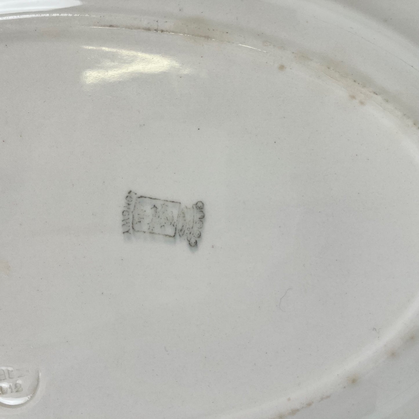 Longwy oval dish, pink and green garland pattern, early 20th century.