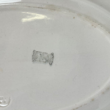 Longwy oval dish, pink and green garland pattern, early 20th century.
