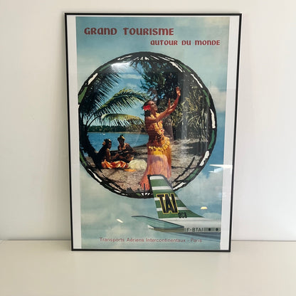 Affiche publicitaire originale TAI "Grand Tourisme autour du Monde", Braun Mulhouse, vers 1960