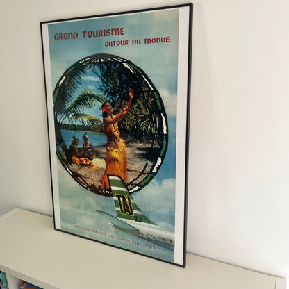 Affiche publicitaire originale TAI "Grand Tourisme autour du Monde", Braun Mulhouse, vers 1960
