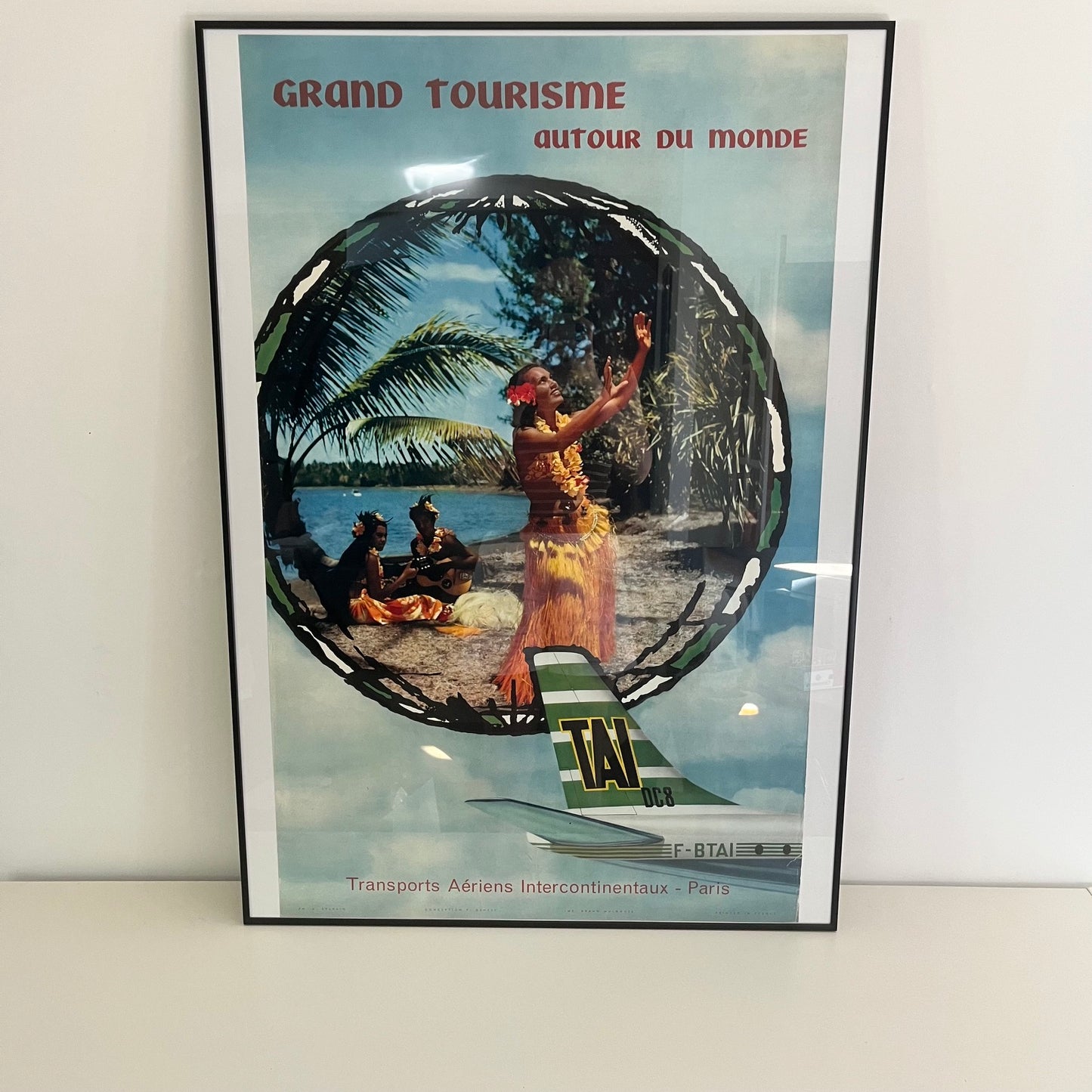 Affiche publicitaire originale TAI "Grand Tourisme autour du Monde", Braun Mulhouse, vers 1960
