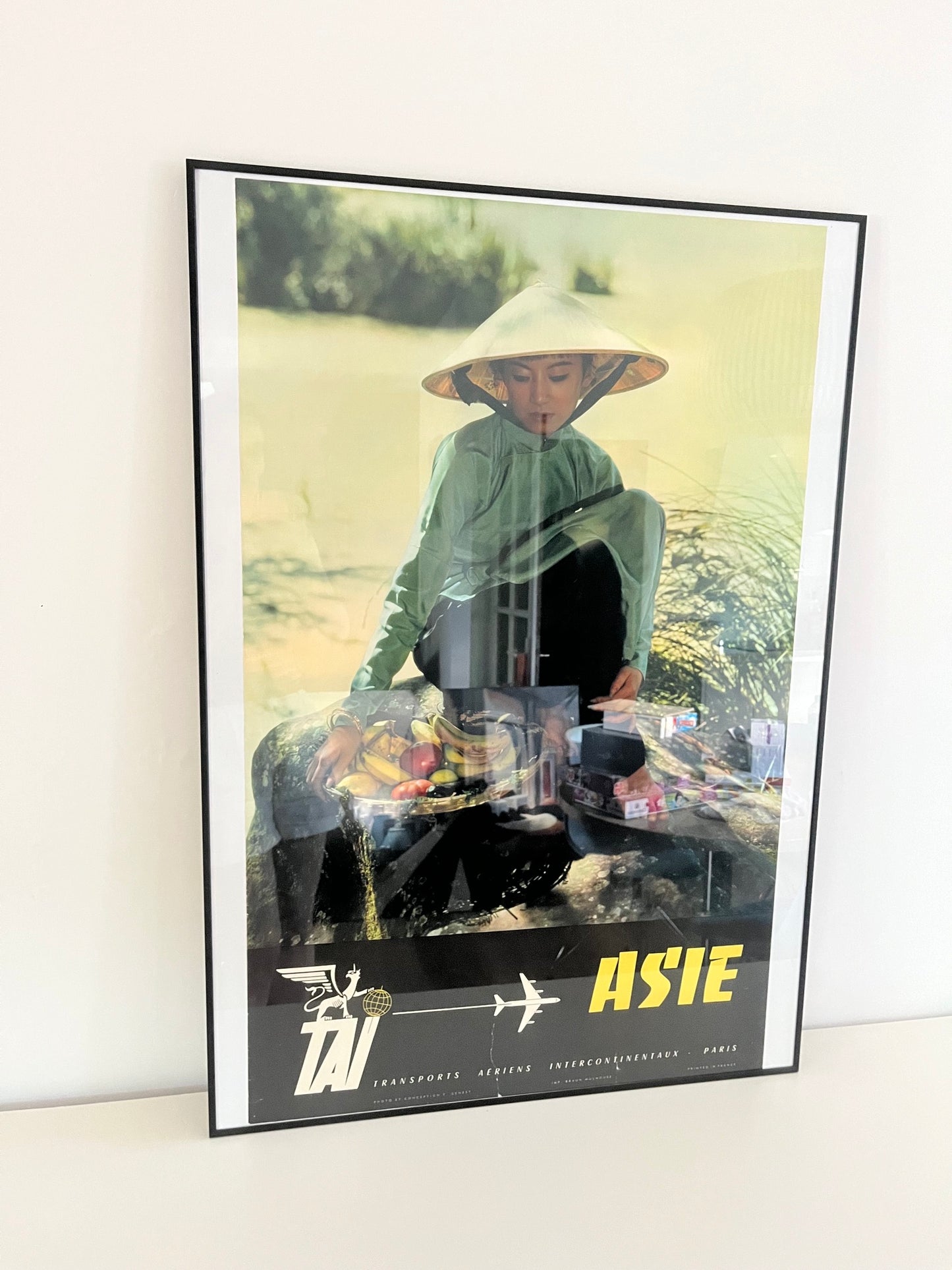 Affiche publicitaire originale TAI "Asie", Braun Mulhouse, vers 1960