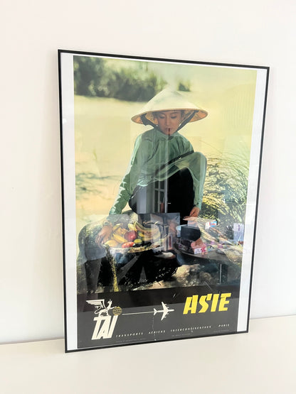 Affiche publicitaire originale TAI "Asie", Braun Mulhouse, vers 1960