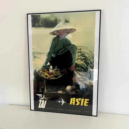 Affiche publicitaire originale TAI "Asie", Braun Mulhouse, vers 1960