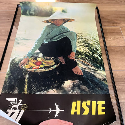 Affiche publicitaire originale TAI "Asie", Braun Mulhouse, vers 1960