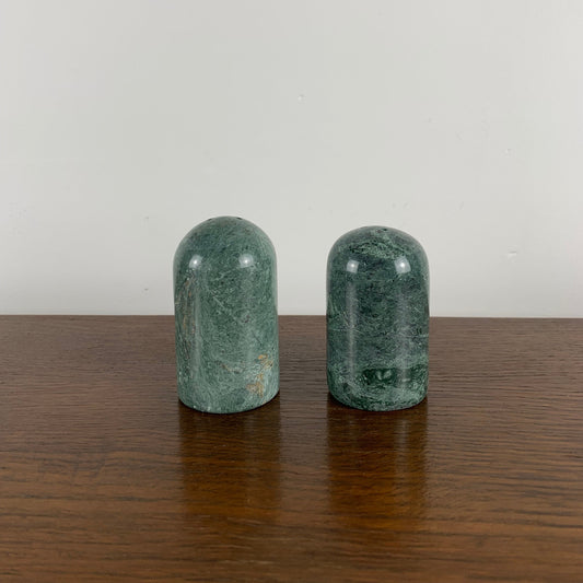 Vintage Green Marble Salt and Pepper Shaker Set