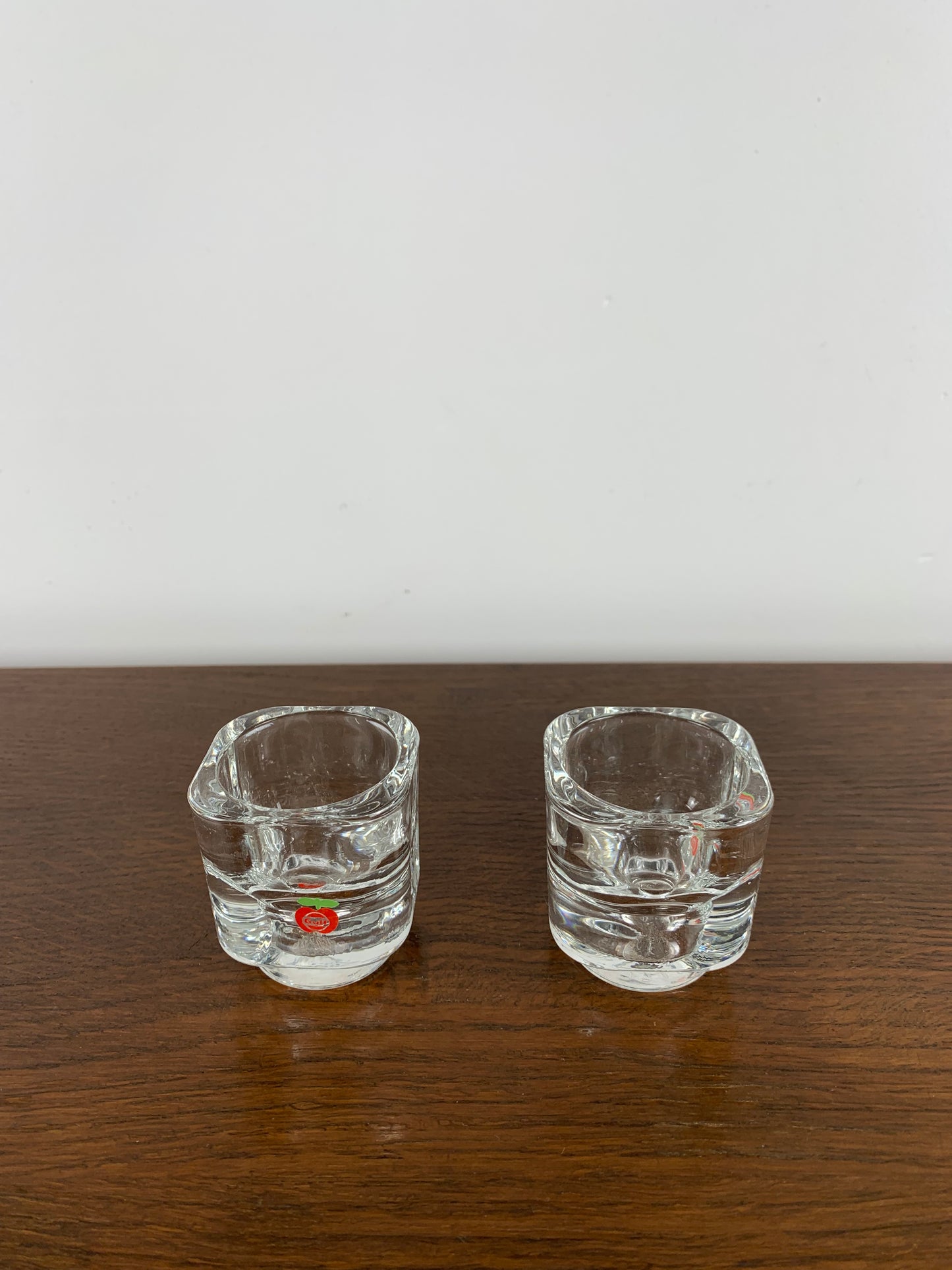 GULF Glass Candle Holder Duo, 1970s