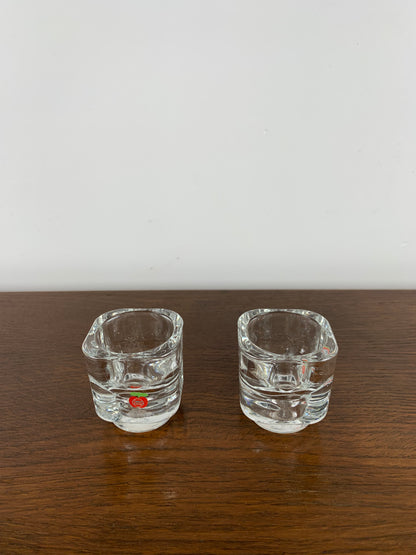 GULF Glass Candle Holder Duo, 1970s