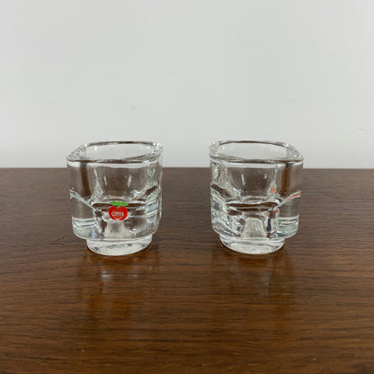 GULF Glass Candle Holder Duo, 1970s