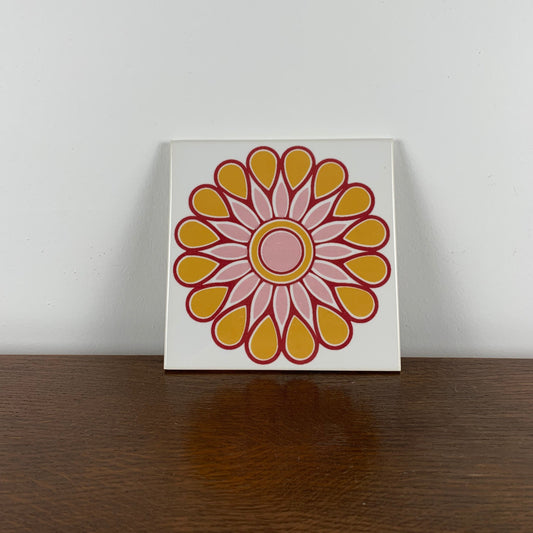 Vintage 1970 Villeroy & Boch trivet - orange flower