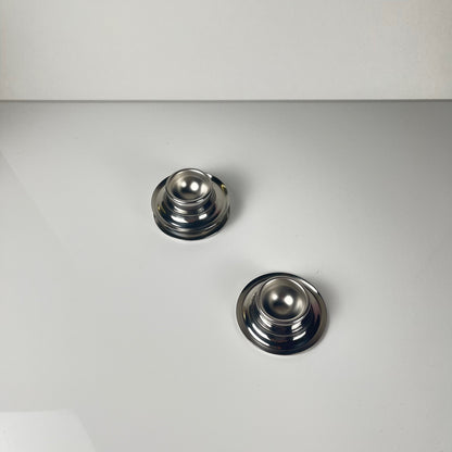 Set of 3 stainless steel egg cups, 1970