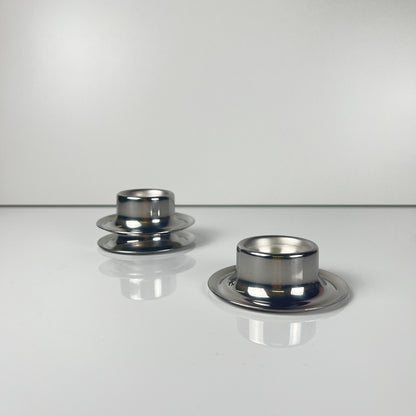 Set of 3 stainless steel egg cups, 1970