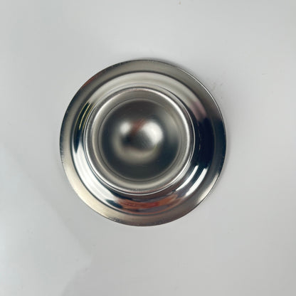 Set of 3 stainless steel egg cups, 1970