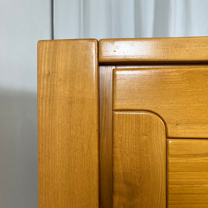 Large French solid elm enfilade, 1970, attributed to Atelier Chauvin