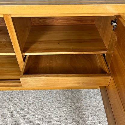 Large French solid elm enfilade, 1970, attributed to Atelier Chauvin