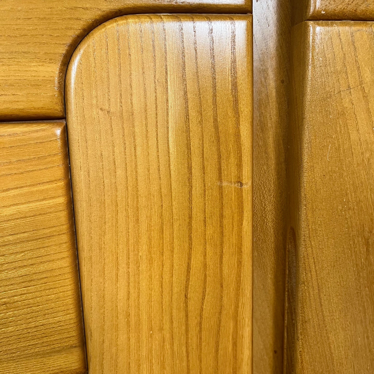 Large French solid elm enfilade, 1970, attributed to Atelier Chauvin