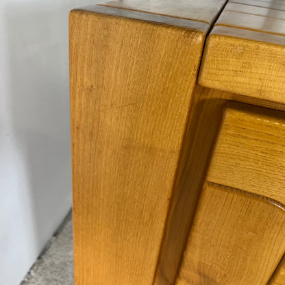 Large French solid elm enfilade, 1970, attributed to Atelier Chauvin