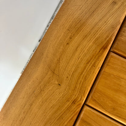 Large French solid elm enfilade, 1970, attributed to Atelier Chauvin