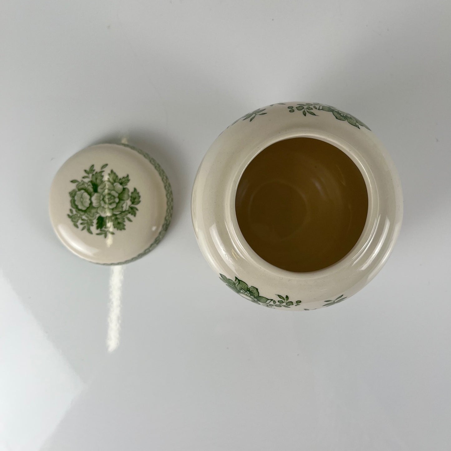 Duo de boîte Mason's Ironstone, décor vert "Stratford", Angleterre , 1970