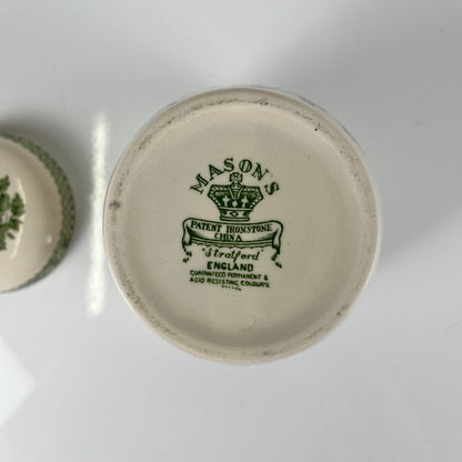 Duo de boîte Mason's Ironstone, décor vert "Stratford", Angleterre , 1970