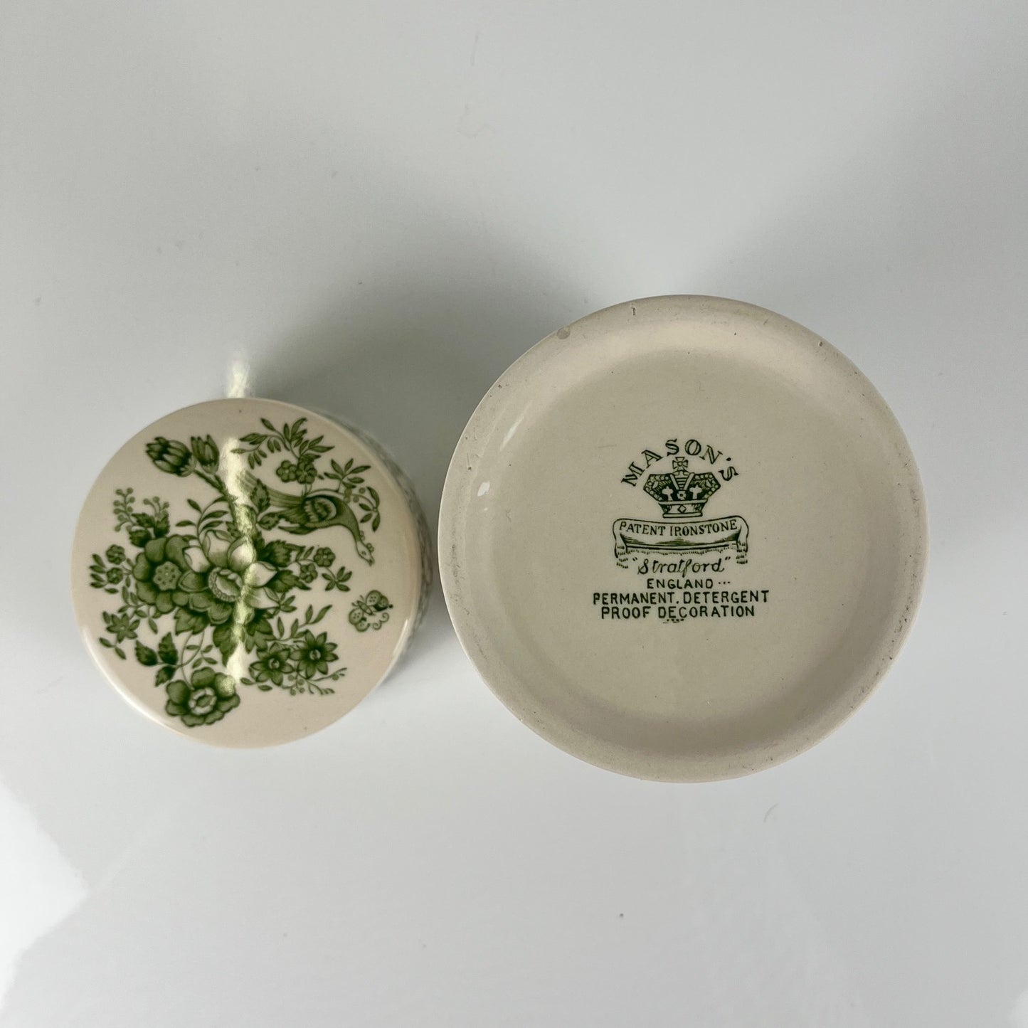 Boîte Mason's Ironstone, décor vert "Stratford", Angleterre , 1970