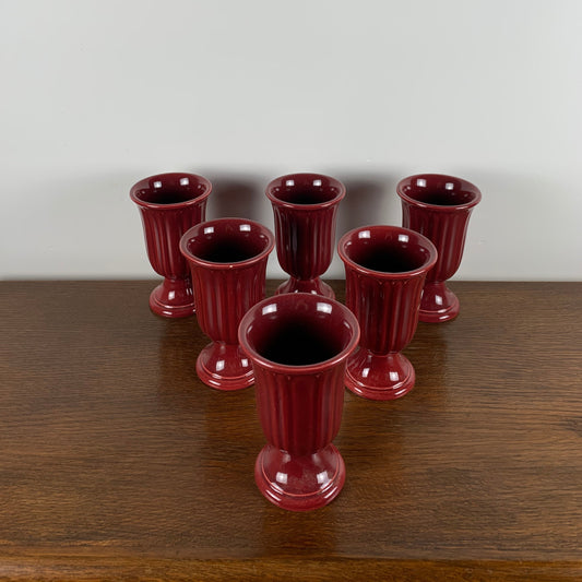 Set of 6 burgundy glazed ceramic mazagrans