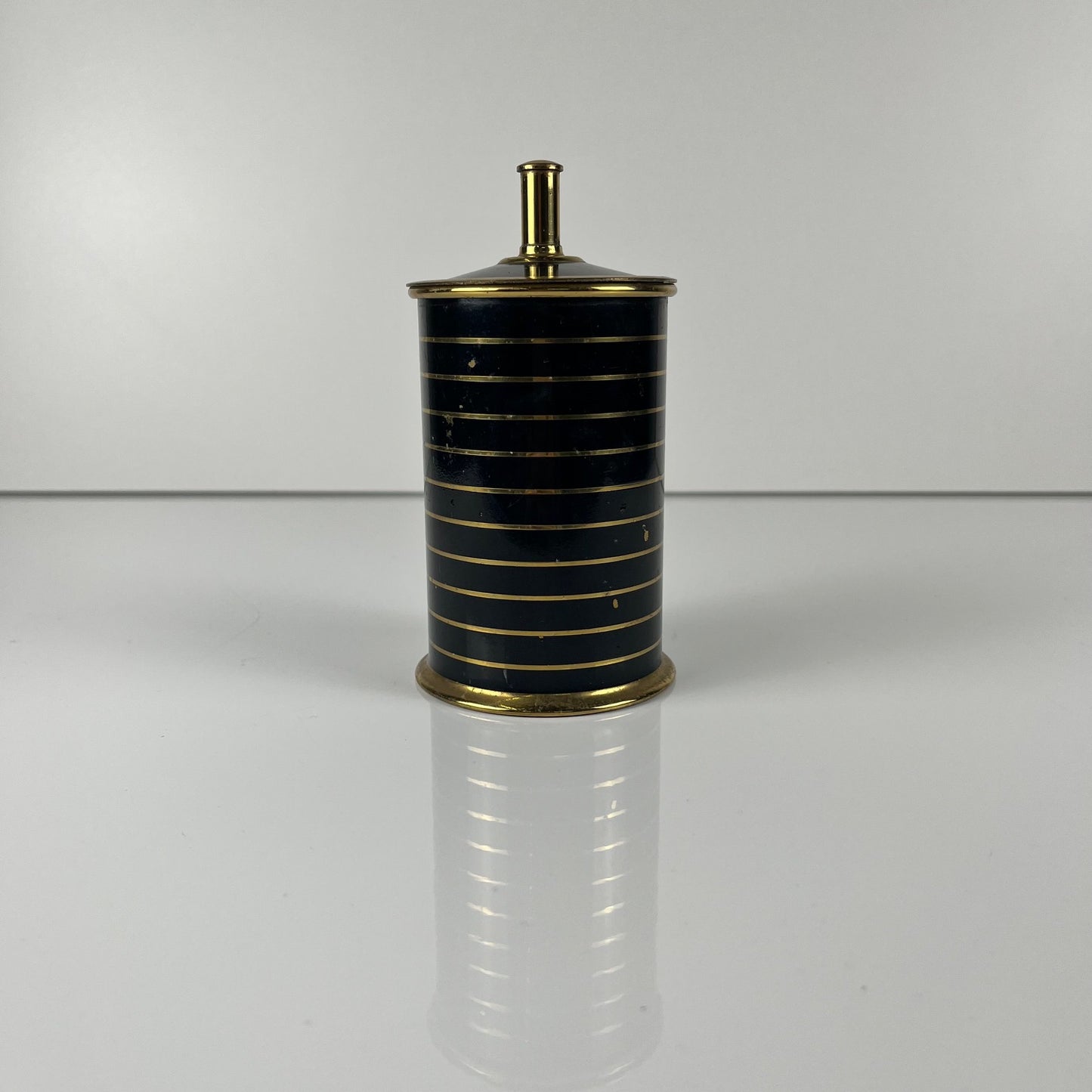 Dispenser - black and gold metal cigarette holder, 1960s/70s