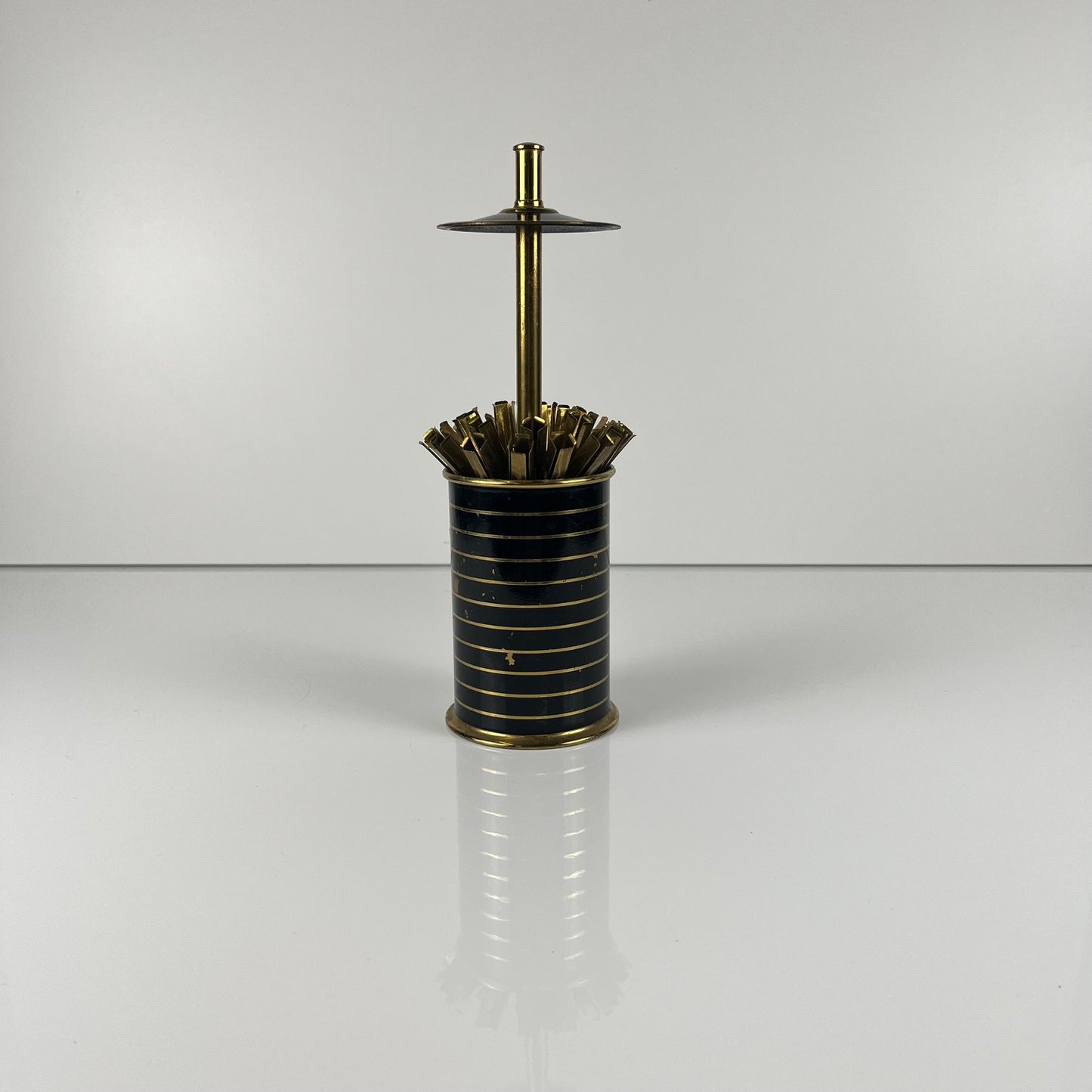 Dispenser - black and gold metal cigarette holder, 1960s/70s
