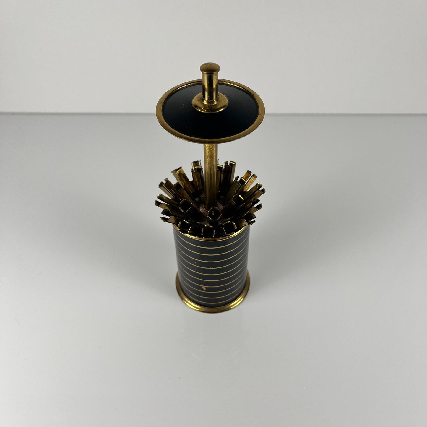 Dispenser - black and gold metal cigarette holder, 1960s/70s