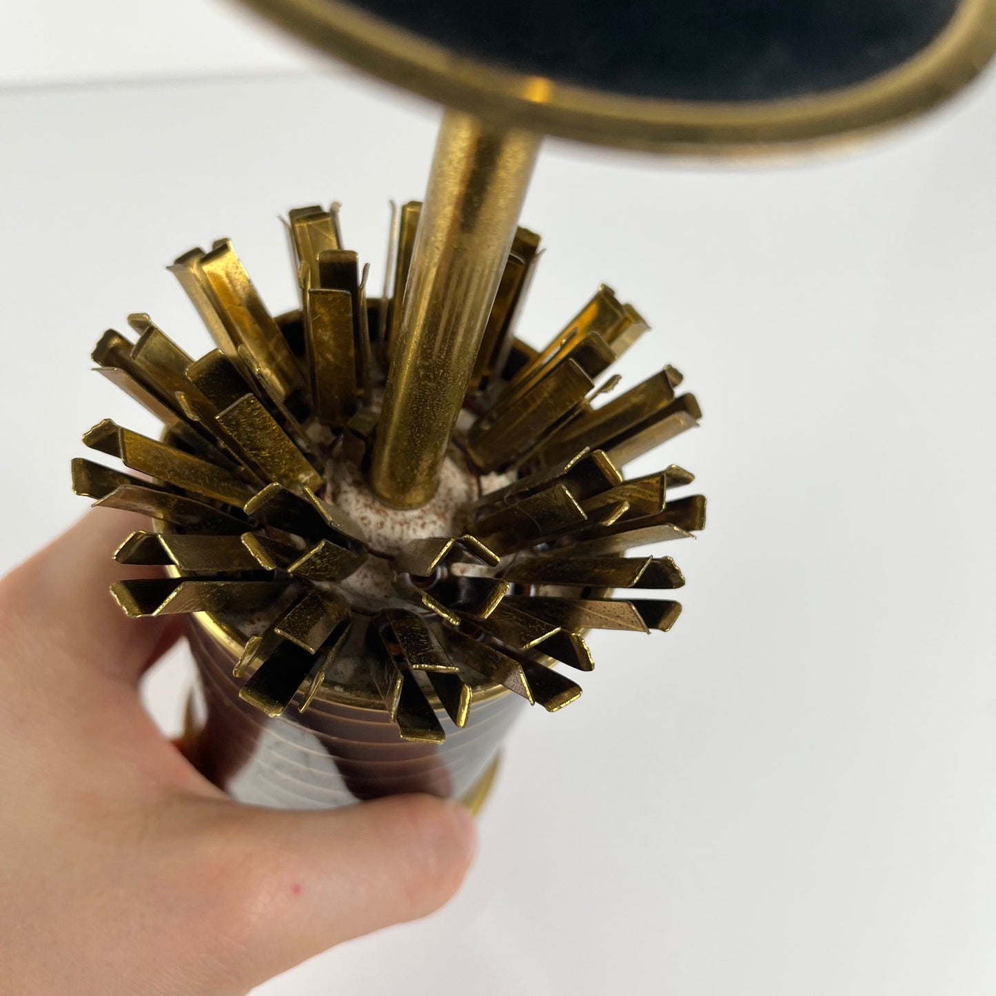 Dispenser - black and gold metal cigarette holder, 1960s/70s