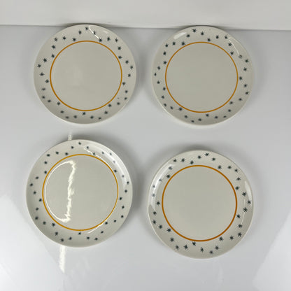 Set de 4 assiettes à dessert GIEN, Création Primefleur, modele "Constellation" , 1950